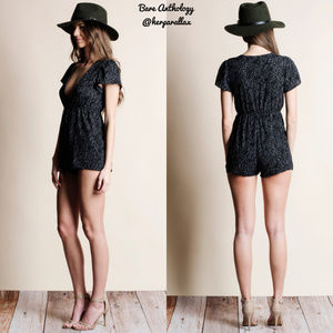 Bare Anthology Pants - Floral Print Deep Plunge Romper Bare Anthology Pants - Floral Print Deep Plunge Romper
